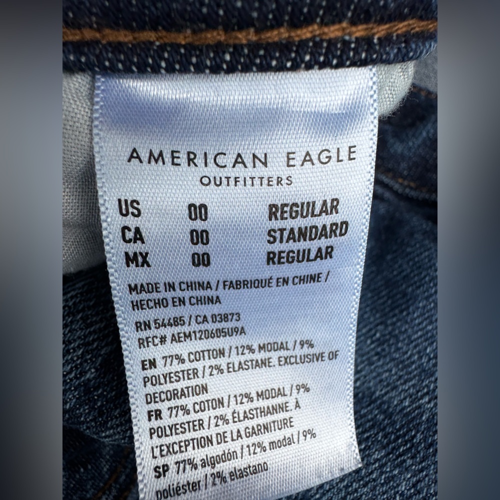 American Eagle Outfitters Ripped Blue Skinny Jeans mom jeans size 00 - Picture 4 of 5